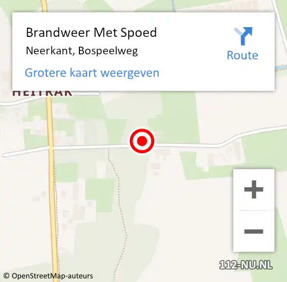 Locatie op kaart van de 112 melding: Brandweer Met Spoed Naar Neerkant, Bospeelweg op 20 september 2021 17:08