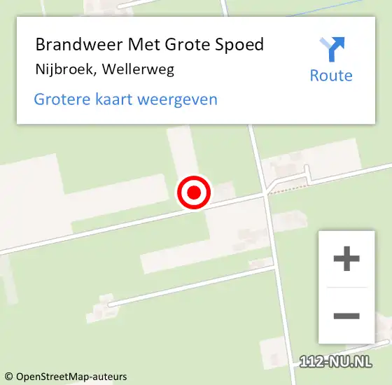 Locatie op kaart van de 112 melding: Brandweer Met Grote Spoed Naar Nijbroek, Wellerweg op 20 september 2021 17:22