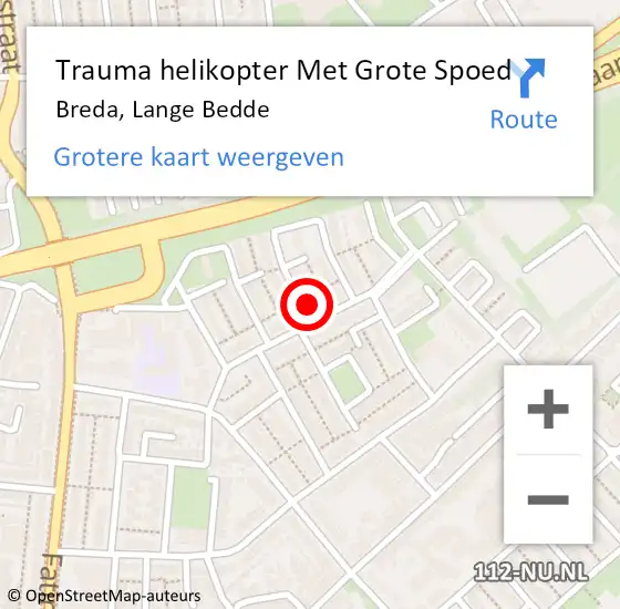 Locatie op kaart van de 112 melding: Trauma helikopter Met Grote Spoed Naar Breda, Lange Bedde op 20 september 2021 17:27