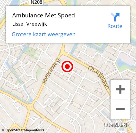 Locatie op kaart van de 112 melding: Ambulance Met Spoed Naar Lisse, Vreewijk op 20 september 2021 17:42