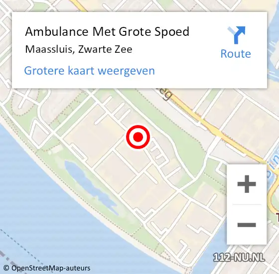 Locatie op kaart van de 112 melding: Ambulance Met Grote Spoed Naar Maassluis, Zwarte Zee op 20 september 2021 17:59