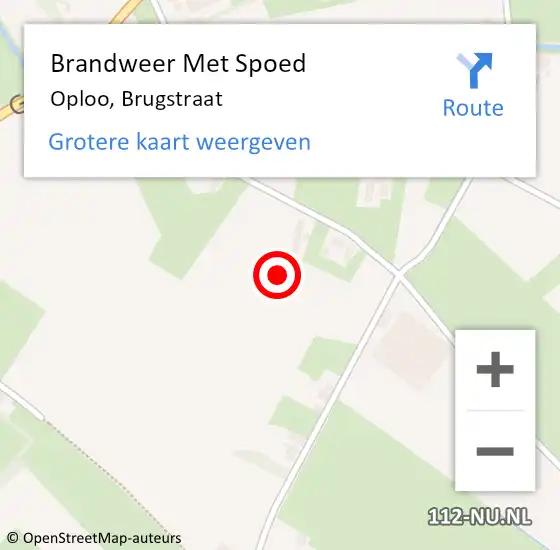 Locatie op kaart van de 112 melding: Brandweer Met Spoed Naar Oploo, Brugstraat op 20 september 2021 18:01