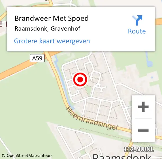 Locatie op kaart van de 112 melding: Brandweer Met Spoed Naar Raamsdonk, Gravenhof op 20 september 2021 18:19
