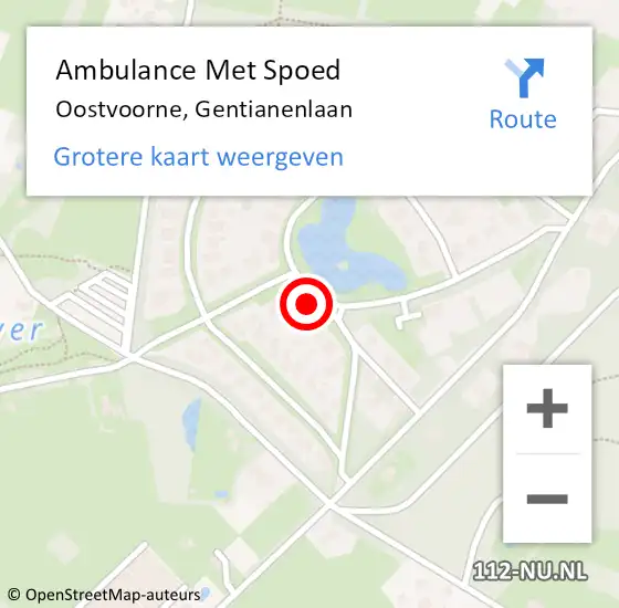 Locatie op kaart van de 112 melding: Ambulance Met Spoed Naar Oostvoorne, Gentianenlaan op 20 september 2021 18:32