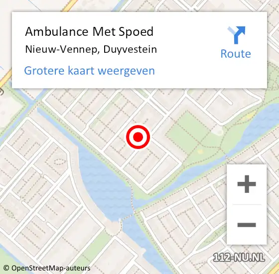 Locatie op kaart van de 112 melding: Ambulance Met Spoed Naar Nieuw-Vennep, Duyvestein op 20 september 2021 18:49