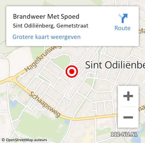 Locatie op kaart van de 112 melding: Brandweer Met Spoed Naar Sint Odiliënberg, Gemetstraat op 20 september 2021 18:59