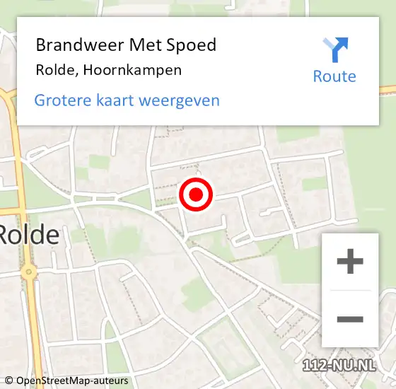 Locatie op kaart van de 112 melding: Brandweer Met Spoed Naar Rolde, Hoornkampen op 20 september 2021 19:07