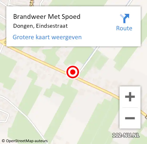 Locatie op kaart van de 112 melding: Brandweer Met Spoed Naar Dongen, Eindsestraat op 20 september 2021 19:08