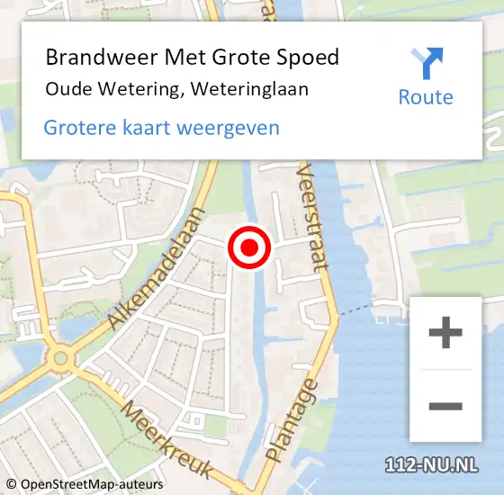 Locatie op kaart van de 112 melding: Brandweer Met Grote Spoed Naar Oude Wetering, Weteringlaan op 20 september 2021 19:15