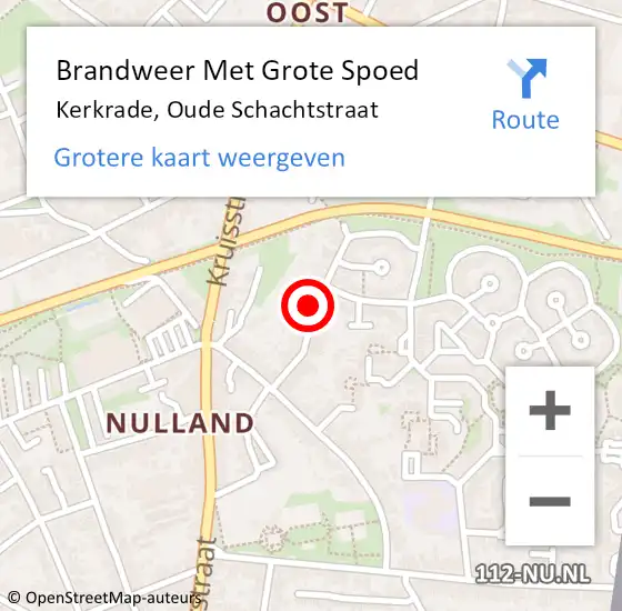 Locatie op kaart van de 112 melding: Brandweer Met Grote Spoed Naar Kerkrade, Oude Schachtstraat op 20 september 2021 19:21