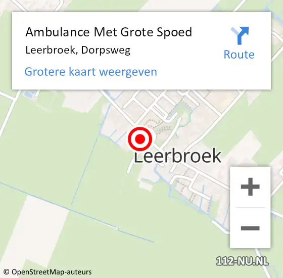 Locatie op kaart van de 112 melding: Ambulance Met Grote Spoed Naar Leerbroek, Dorpsweg op 20 september 2021 19:25