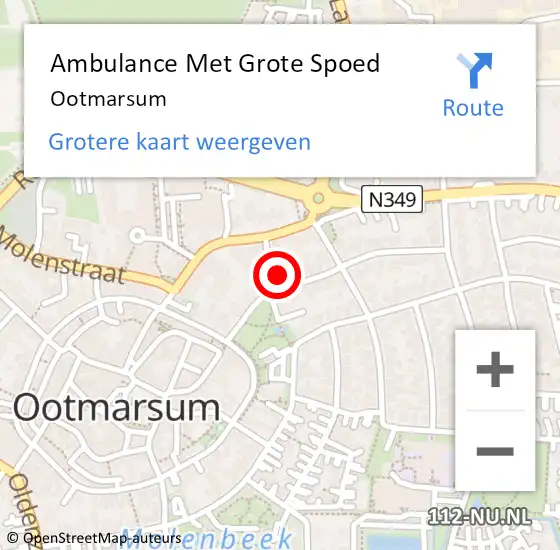 Locatie op kaart van de 112 melding: Ambulance Met Grote Spoed Naar Ootmarsum op 20 september 2021 19:28