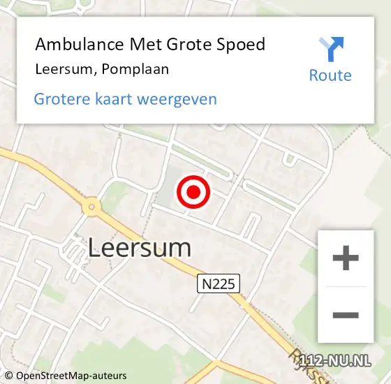 Locatie op kaart van de 112 melding: Ambulance Met Grote Spoed Naar Leersum, Pomplaan op 5 september 2013 21:08