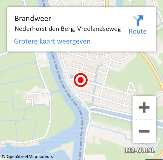 Locatie op kaart van de 112 melding: Brandweer Nederhorst den Berg, Vreelandseweg op 20 september 2021 19:44