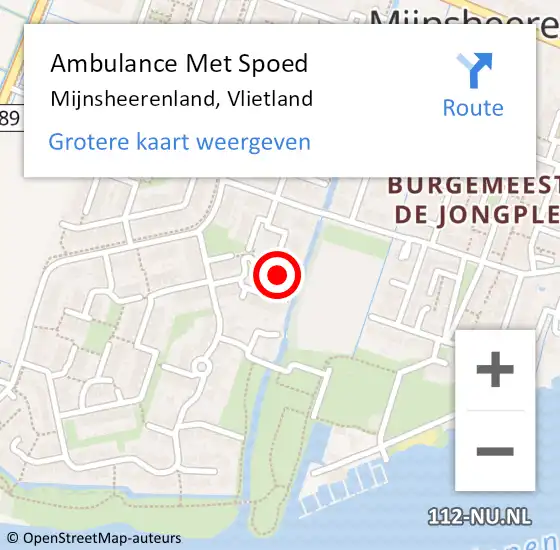 Locatie op kaart van de 112 melding: Ambulance Met Spoed Naar Mijnsheerenland, Vlietland op 20 september 2021 20:03