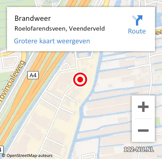 Locatie op kaart van de 112 melding: Brandweer Roelofarendsveen, Veenderveld op 20 september 2021 20:19