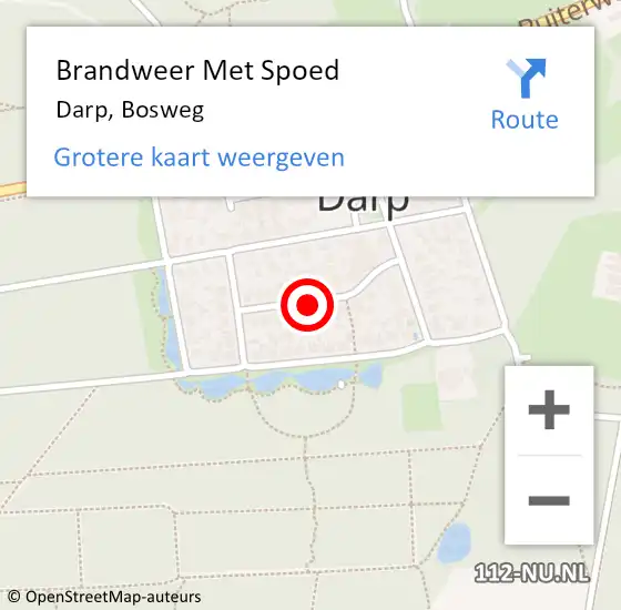 Locatie op kaart van de 112 melding: Brandweer Met Spoed Naar Darp, Bosweg op 20 september 2021 20:38