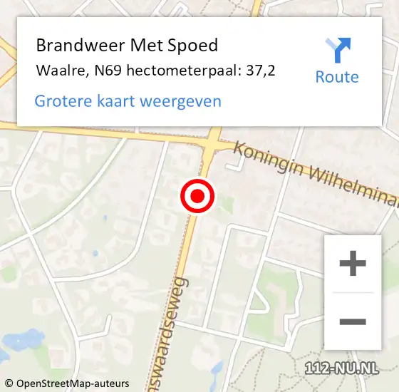 Locatie op kaart van de 112 melding: Brandweer Met Spoed Naar Waalre, N69 hectometerpaal: 37,2 op 20 september 2021 20:56