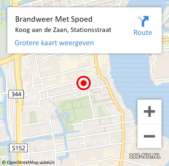 Locatie op kaart van de 112 melding: Brandweer Met Spoed Naar Koog aan de Zaan, Stationsstraat op 20 september 2021 21:04