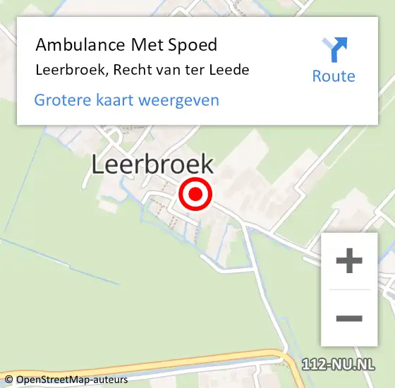 Locatie op kaart van de 112 melding: Ambulance Met Spoed Naar Leerbroek, Recht van ter Leede op 20 september 2021 21:23