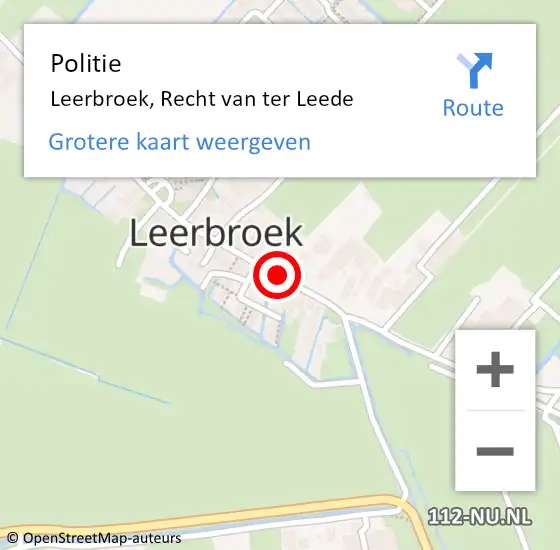 Locatie op kaart van de 112 melding: Politie Leerbroek, Recht van ter Leede op 20 september 2021 21:24