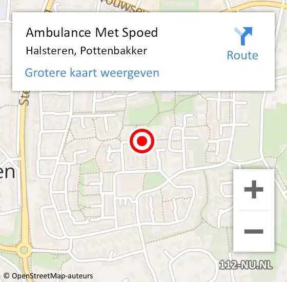 Locatie op kaart van de 112 melding: Ambulance Met Spoed Naar Halsteren, Pottenbakker op 20 september 2021 21:36