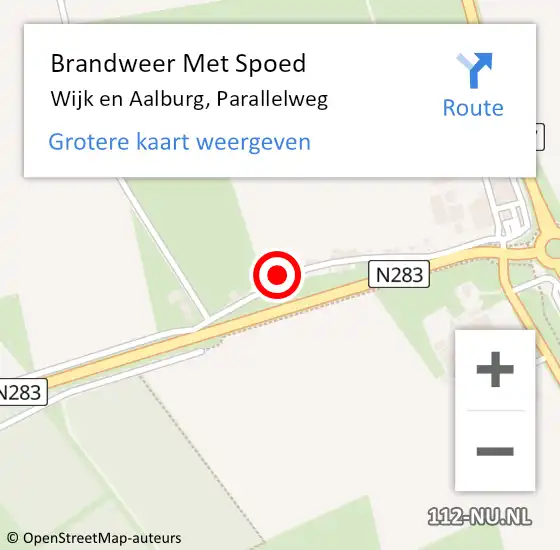 Locatie op kaart van de 112 melding: Brandweer Met Spoed Naar Wijk en Aalburg, Parallelweg op 20 september 2021 21:57