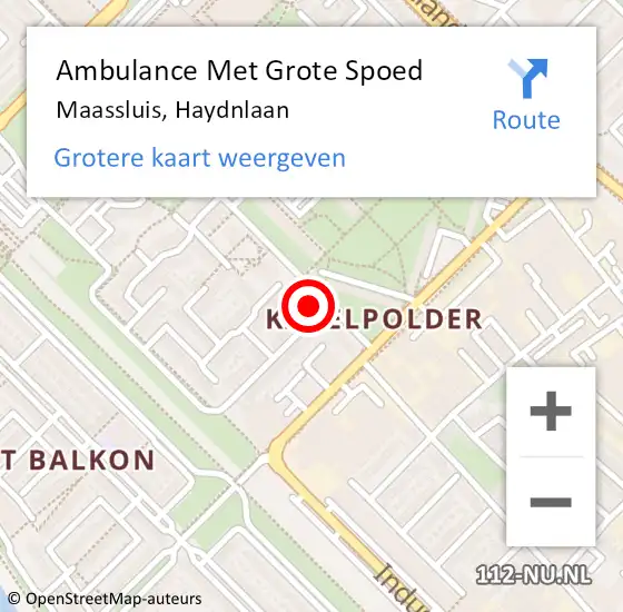 Locatie op kaart van de 112 melding: Ambulance Met Grote Spoed Naar Maassluis, Haydnlaan op 20 september 2021 22:01