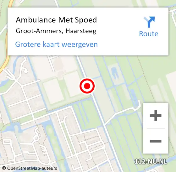 Locatie op kaart van de 112 melding: Ambulance Met Spoed Naar Groot-Ammers, Haarsteeg op 20 september 2021 22:09