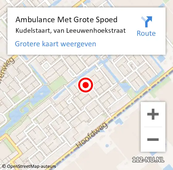 Locatie op kaart van de 112 melding: Ambulance Met Grote Spoed Naar Kudelstaart, van Leeuwenhoekstraat op 20 september 2021 22:43