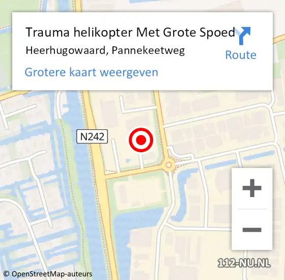 Locatie op kaart van de 112 melding: Trauma helikopter Met Grote Spoed Naar Heerhugowaard, Pannekeetweg op 20 september 2021 22:51