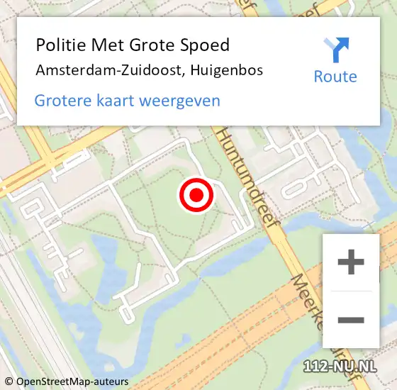 Locatie op kaart van de 112 melding: Politie Met Grote Spoed Naar Amsterdam-Zuidoost, Huigenbos op 20 september 2021 23:01