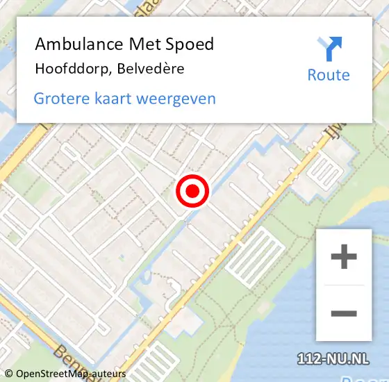 Locatie op kaart van de 112 melding: Ambulance Met Spoed Naar Hoofddorp, Belvedère op 20 september 2021 23:26