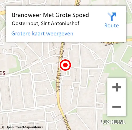 Locatie op kaart van de 112 melding: Brandweer Met Grote Spoed Naar Oosterhout, Sint Antoniushof op 20 september 2021 23:42