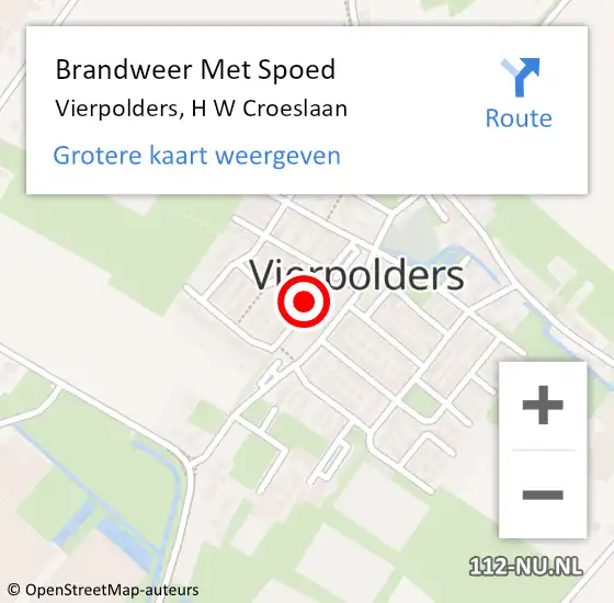 Locatie op kaart van de 112 melding: Brandweer Met Spoed Naar Vierpolders, H W Croeslaan op 20 september 2021 23:47