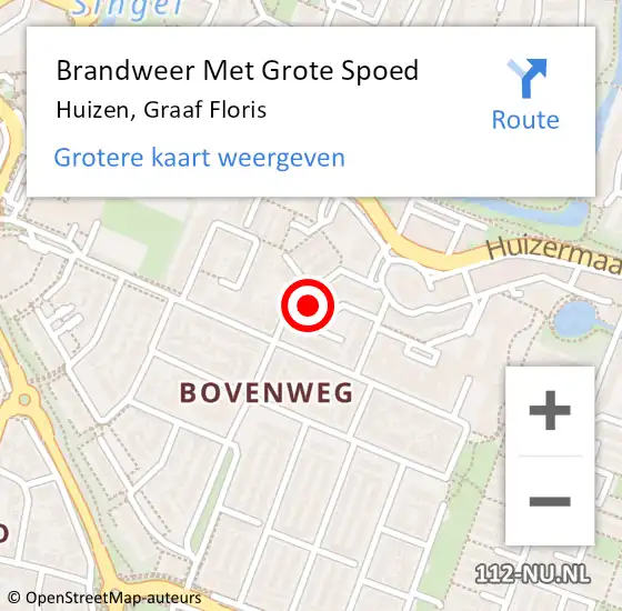 Locatie op kaart van de 112 melding: Brandweer Met Grote Spoed Naar Huizen, Graaf Floris op 21 september 2021 00:12