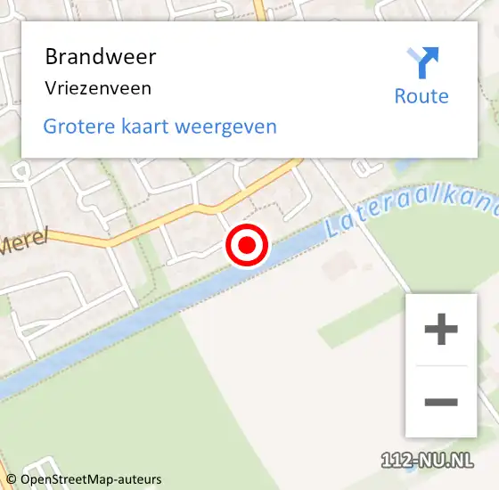 Locatie op kaart van de 112 melding: Brandweer Vriezenveen op 21 september 2021 00:15