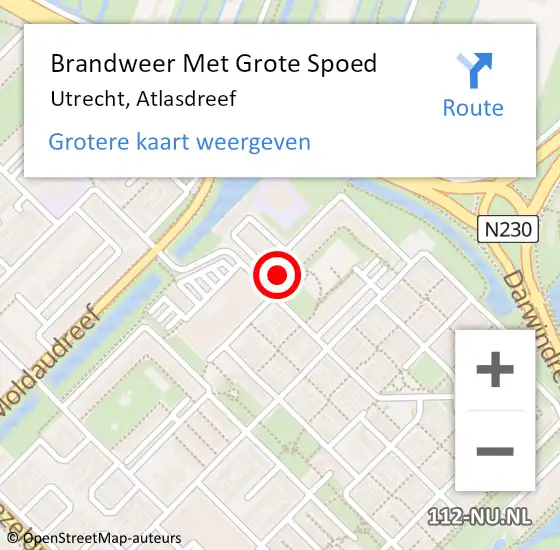 Locatie op kaart van de 112 melding: Brandweer Met Grote Spoed Naar Utrecht, Atlasdreef op 21 september 2021 00:25