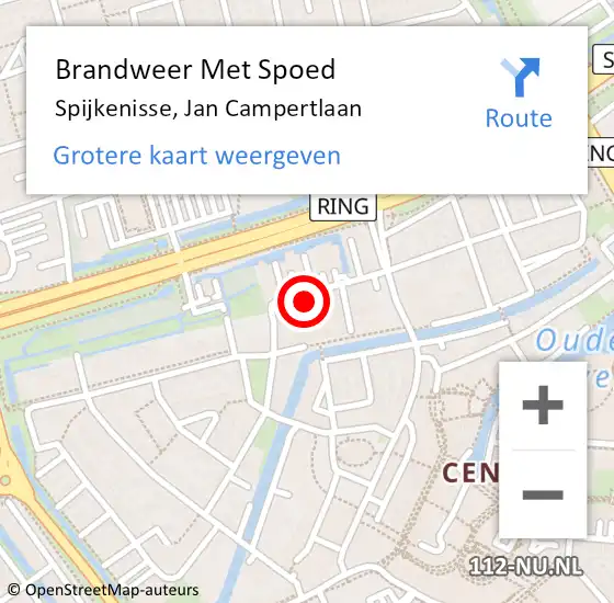 Locatie op kaart van de 112 melding: Brandweer Met Spoed Naar Spijkenisse, Jan Campertlaan op 21 september 2021 00:46