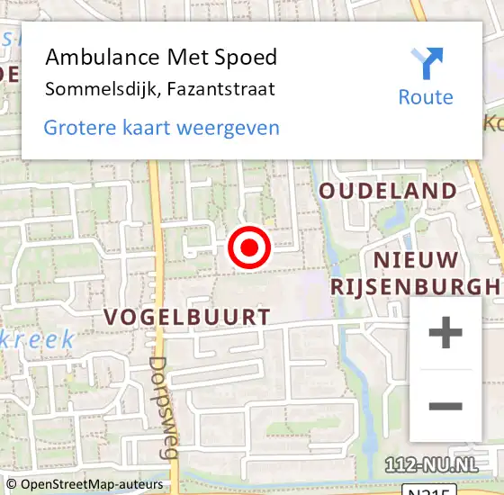 Locatie op kaart van de 112 melding: Ambulance Met Spoed Naar Sommelsdijk, Fazantstraat op 21 september 2021 00:47