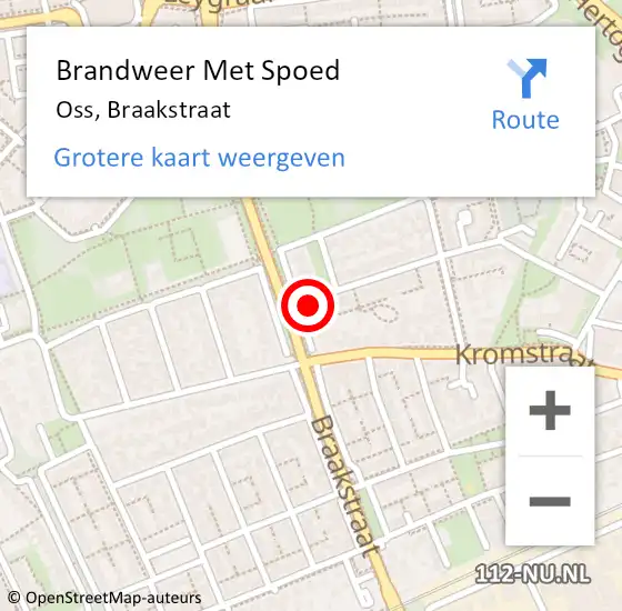 Locatie op kaart van de 112 melding: Brandweer Met Spoed Naar Oss, Braakstraat op 21 september 2021 00:48