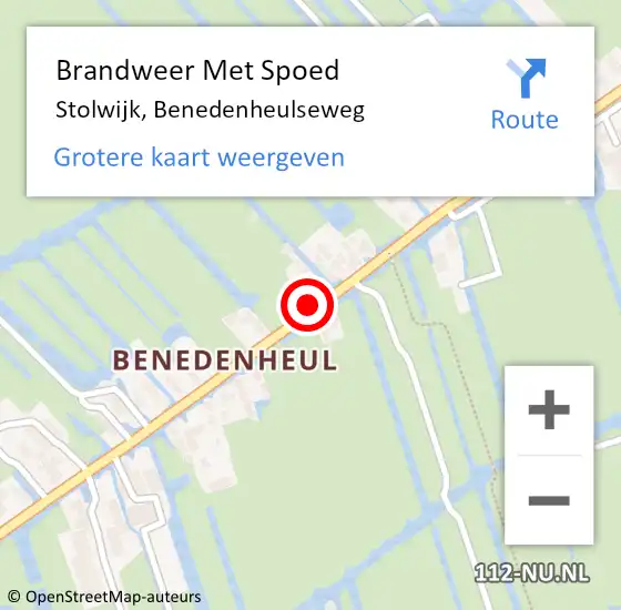 Locatie op kaart van de 112 melding: Brandweer Met Spoed Naar Stolwijk, Benedenheulseweg op 21 september 2021 01:12