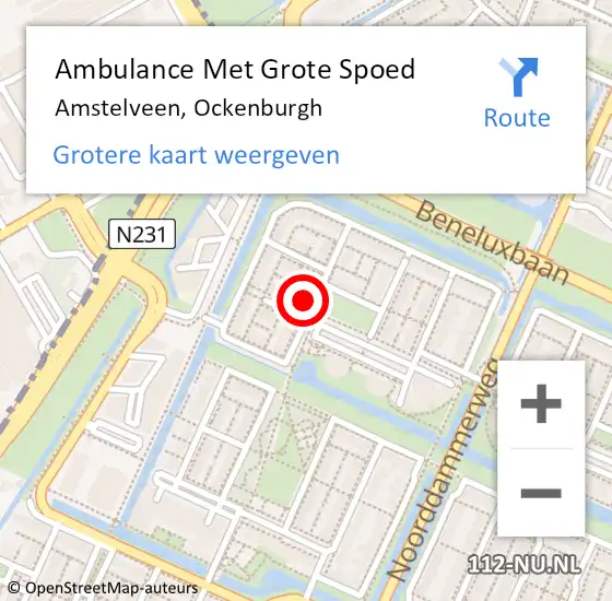 Locatie op kaart van de 112 melding: Ambulance Met Grote Spoed Naar Amstelveen, Ockenburgh op 21 september 2021 01:18