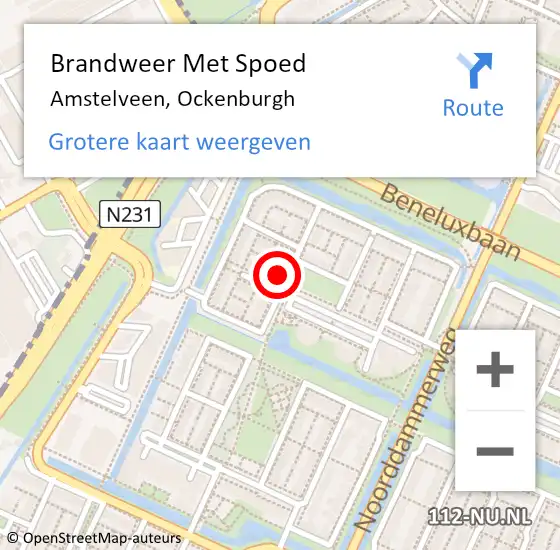 Locatie op kaart van de 112 melding: Brandweer Met Spoed Naar Amstelveen, Ockenburgh op 21 september 2021 01:32