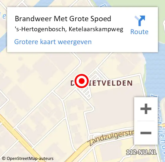 Locatie op kaart van de 112 melding: Brandweer Met Grote Spoed Naar 's-Hertogenbosch, Ketelaarskampweg op 21 september 2021 01:55