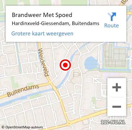 Locatie op kaart van de 112 melding: Brandweer Met Spoed Naar Hardinxveld-Giessendam, Buitendams op 21 september 2021 02:16