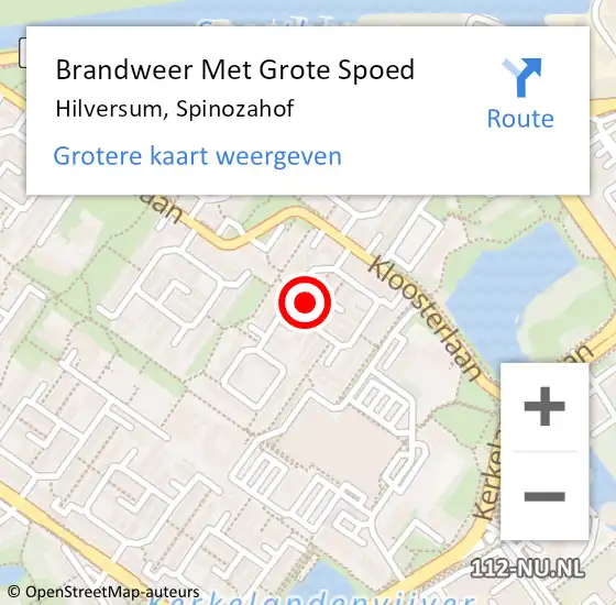 Locatie op kaart van de 112 melding: Brandweer Met Grote Spoed Naar Hilversum, Spinozahof op 21 september 2021 02:20