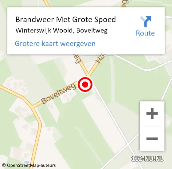 Locatie op kaart van de 112 melding: Brandweer Met Grote Spoed Naar Winterswijk Woold, Boveltweg op 23 juni 2014 16:09