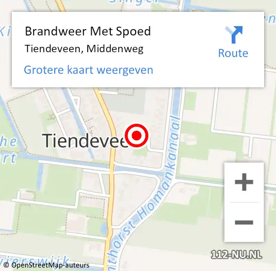 Locatie op kaart van de 112 melding: Brandweer Met Spoed Naar Tiendeveen, Middenweg op 21 september 2021 07:08
