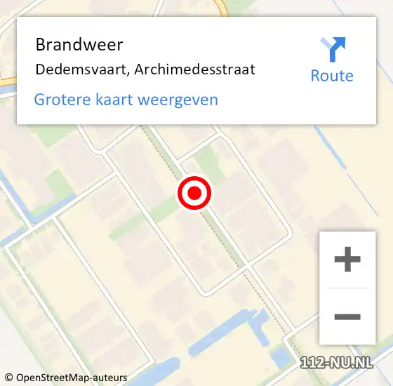 Locatie op kaart van de 112 melding: Brandweer Dedemsvaart, Archimedesstraat op 21 september 2021 07:12